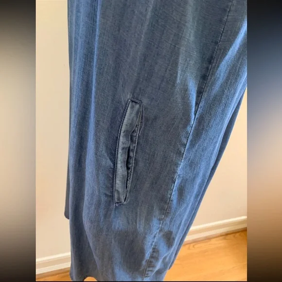 WYATT COLLECTION Womens Ladies Denim Blue Hi-Low Pockets Sheath Tunic Dress Sz L - Picture 5 of 10